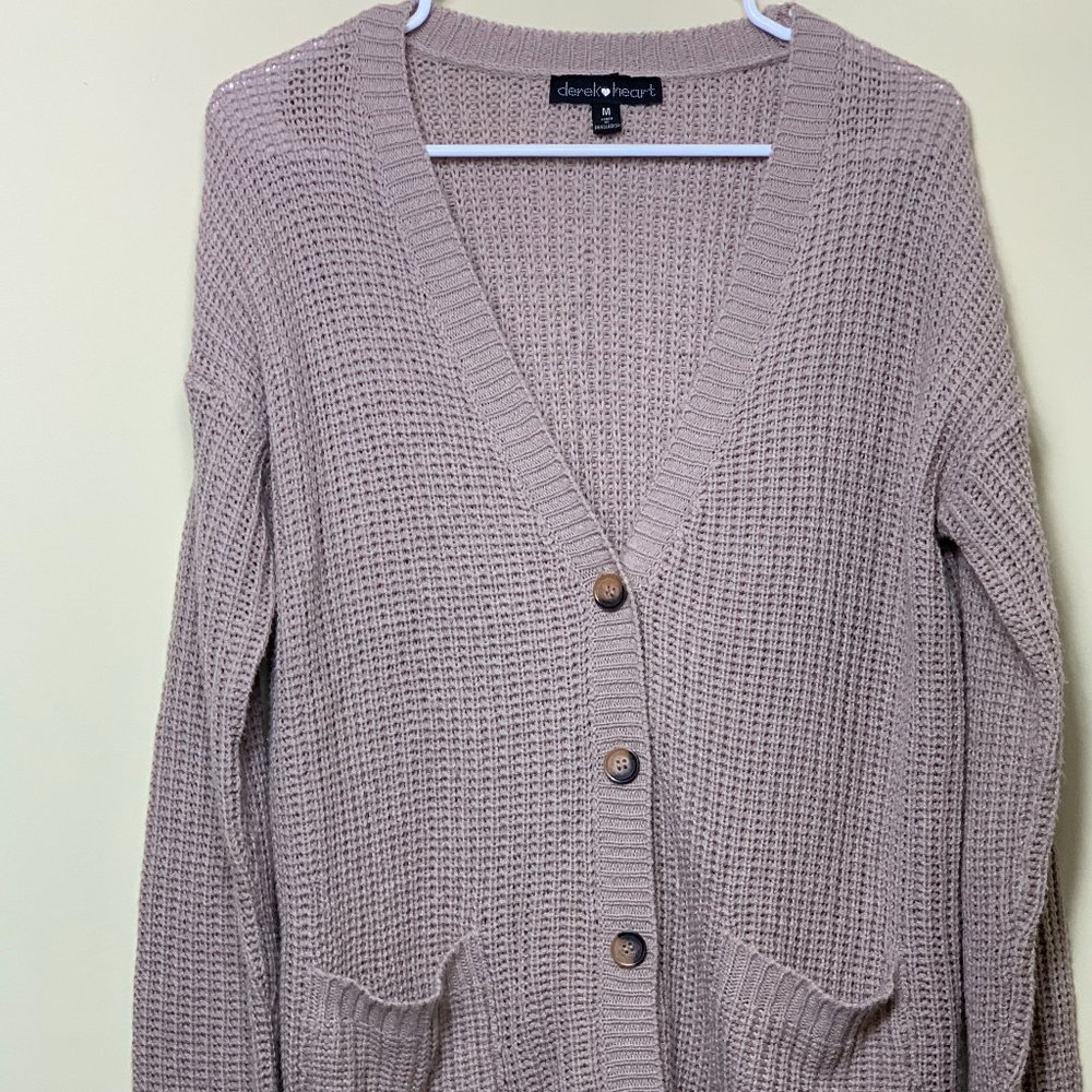 Knit Oversized Button Front Cardigan by Derek Heart Size M